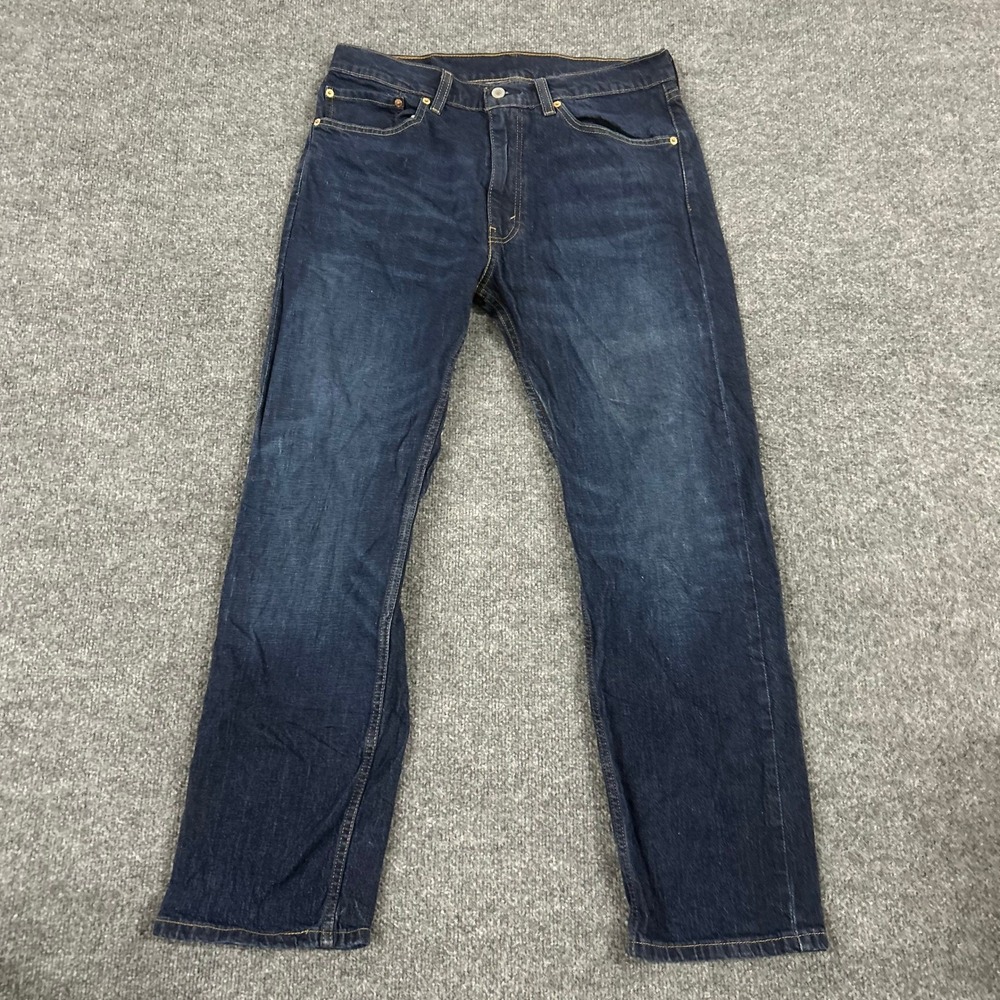 Levi's Jeans Mens Size 34x30 Dark Wash Blue 505 Regular Fit Straight Leg Denim